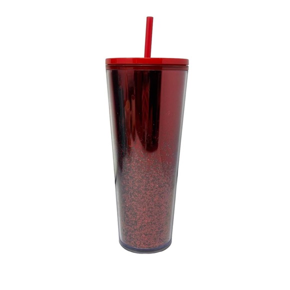 NWT Starbucks 24oz. Red Holiday Tumbler Cascading Glitter 2019 - Picture 5 of 6